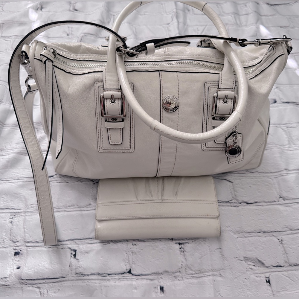 White Leather Coach Handbag